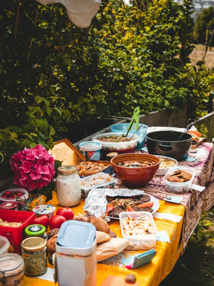 a table full of food